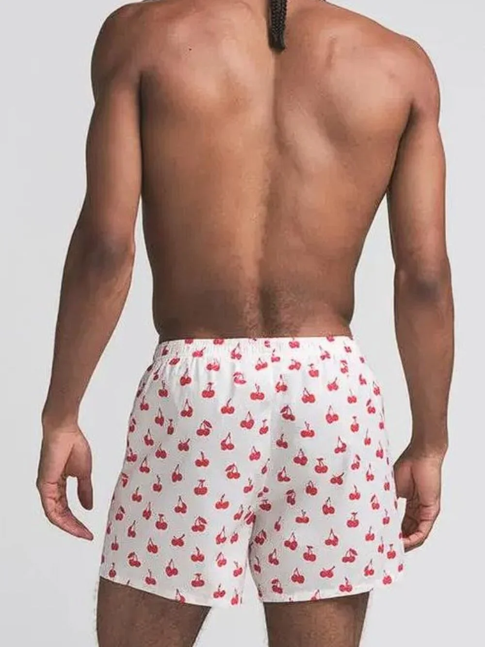 SKIMS Men's Cotton Poplin Boxers Size XS in Analog Cherries Print